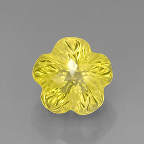 Quarzo naturale giallo da 7,86 ct, taglio fiore, trasparente