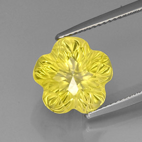 Quarzo naturale giallo da 7,86 ct, taglio fiore, trasparente