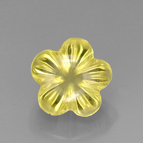 Quarzo naturale giallo da 6,83 ct, taglio fiore, trasparente