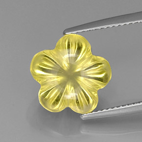 Quarzo naturale giallo da 6,83 ct, taglio fiore, trasparente