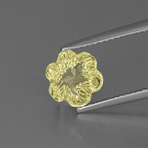 Quarzo naturale giallo da 2,42 ct, taglio fiore, trasparente