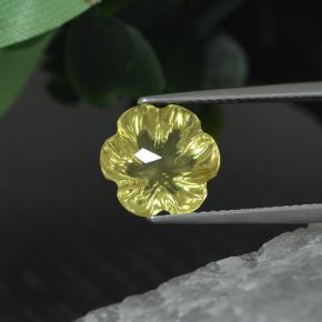 Quarzo naturale giallo da 3,43 ct, taglio fiore, trasparente