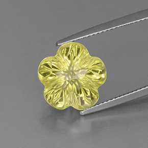 Quarzo naturale giallo da 7,35 ct, taglio fiore, trasparente