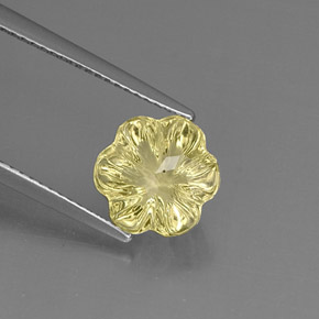 Quarzo naturale giallo da 2,98 ct, taglio fiore, trasparente