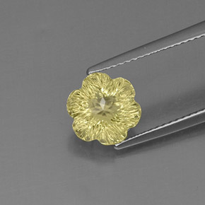 Quarzo naturale giallo da 2,57 ct, taglio fiore, trasparente
