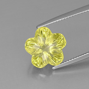 Quarzo naturale giallo da 6,47 ct, taglio fiore, trasparente