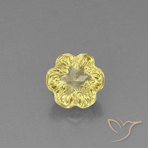 Quarzo Giallo chiaro naturale da 4.06 ct, Taglio a fiore, Trasparente