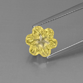 Quarzo Giallo limone naturale da 3.66 ct, Taglio a fiore, Trasparente