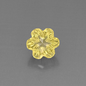 Quarzo Giallo limone naturale da 3.66 ct, Taglio a fiore, Trasparente