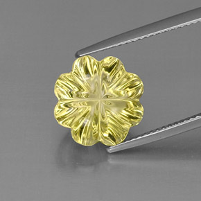 Quarzo naturale giallo da 7,42 ct, taglio fiore, trasparente