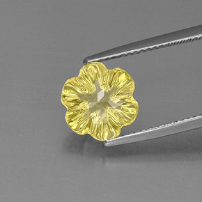 Quarzo naturale giallo da 3,40 ct, taglio fiore, trasparente