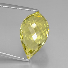 Quarzo Giallo limone naturale da 22.69 ct, Taglio briolette, VVS-VS