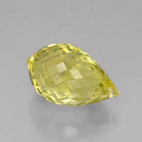 Quarzo Giallo limone naturale da 22.69 ct, Taglio briolette, VVS-VS