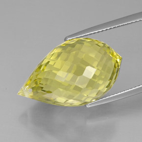 Quarzo naturale giallo da 24,29 ct, briolette, VVS-VS