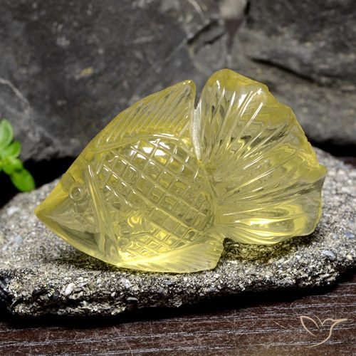 Quarzo naturale giallo da 60,55 ct, forma fantasia, trasparente