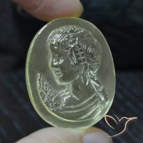 Quarzo Giallo verdastro molto chiaro naturale da 36.75 ct, Taglio a fantasia, Trasparente