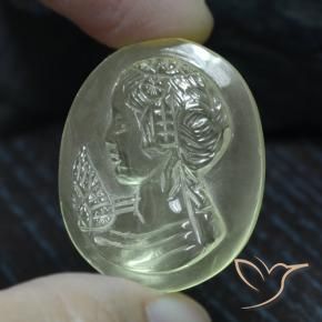 Quarzo Giallo verdastro molto chiaro naturale da 36.75 ct, Taglio a fantasia, Trasparente
