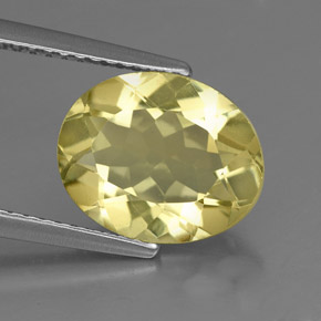 Quarzo naturale giallo da 3,09 ct, taglio ovale, VS