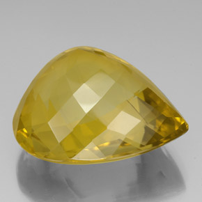 Quarzo naturale giallo da 125,20 ct, taglio a pera, VVS