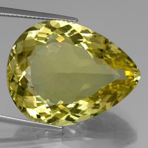 Quarzo Giallo limone naturale da 30.20 ct, Forma a pera, VVS-VS