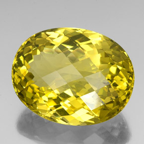Quarzo naturale giallo da 76,90 ct, taglio ovale, VVS