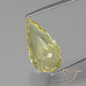 13.13ct Naturale Giallo chiaro Quarzo, Taglio briolette, VVS