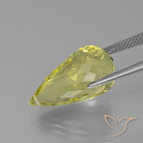 Quarzo Giallo chiaro naturale da 12.58 ct, Taglio briolette, VVS