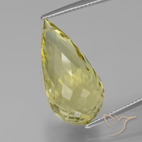 17.36ct Naturale Giallo chiaro Quarzo, Taglio briolette, VVS-VS