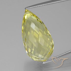 34.21ct Naturale Giallo Ananas Chiaro Quarzo, Taglio briolette, VVS