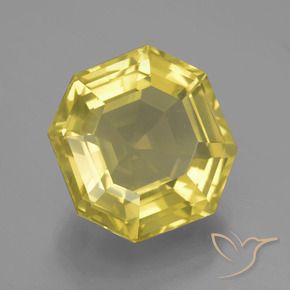 Quarzo Giallo chiaro naturale da 12.51 ct, Ottagonale / Taglio smeraldo, VVS-VS
