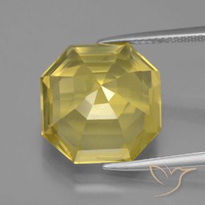 Quarzo Giallo chiaro naturale da 12.51 ct, Ottagonale / Taglio smeraldo, VVS-VS