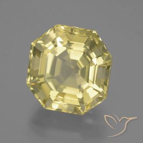 Quarzo Giallo pallido naturale da 13.34 ct, Ottagonale / Taglio smeraldo, VVS