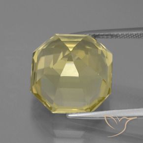 Quarzo Giallo pallido naturale da 13.34 ct, Ottagonale / Taglio smeraldo, VVS