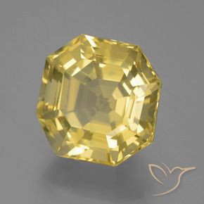 Quarzo Giallo chiaro naturale da 13.70 ct, Ottagonale / Taglio smeraldo, VVS-VS