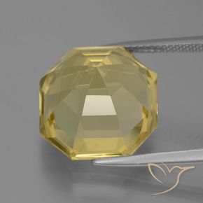 Quarzo Giallo chiaro naturale da 13.70 ct, Ottagonale / Taglio smeraldo, VVS-VS