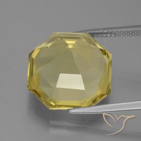 Quarzo Giallo dorato chiaro naturale da 13.83 ct, Ottagonale / Taglio smeraldo, VVS