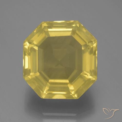13.51ct Naturale Giallo chiaro Quarzo, Taglio smeraldo, VVS-VS