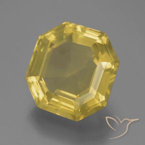 Quarzo Giallo chiaro naturale da 13.51 ct, Ottagonale / Taglio smeraldo, VVS-VS