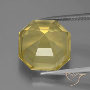 Quarzo Giallo chiaro naturale da 13.51 ct, Ottagonale / Taglio smeraldo, VVS-VS