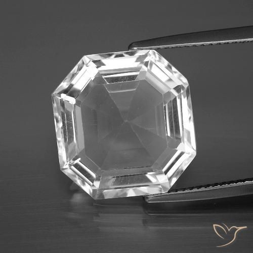 11.25ct Naturale Bianco trasparente Quarzo, Taglio smeraldo, VVS