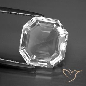 Quarzo Bianco trasparente naturale da 11.25 ct, Ottagonale / Taglio smeraldo, VVS