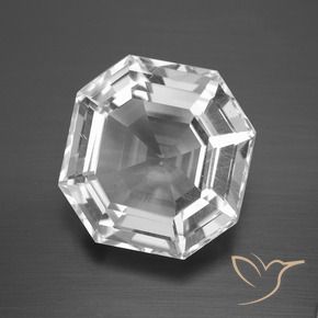 Quarzo Bianco trasparente naturale da 13.33 ct, Ottagonale / Taglio smeraldo, VVS-VS