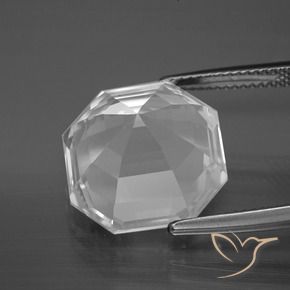 Quarzo Bianco trasparente naturale da 13.33 ct, Ottagonale / Taglio smeraldo, VVS-VS