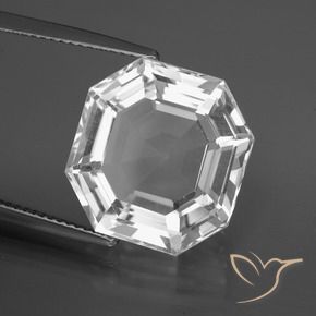 Quarzo Bianco trasparente naturale da 13.13 ct, Ottagonale / Taglio smeraldo, VVS-VS