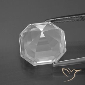 Quarzo Bianco trasparente naturale da 13.13 ct, Ottagonale / Taglio smeraldo, VVS-VS