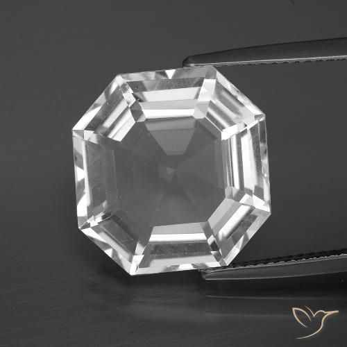 11.84ct Naturale Bianco trasparente Quarzo, Taglio smeraldo, VVS