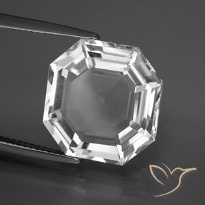Quarzo Bianco trasparente naturale da 11.84 ct, Ottagonale / Taglio smeraldo, VVS