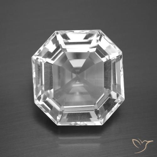 13.29ct Naturale Bianco trasparente Quarzo, Taglio smeraldo, VVS-VS