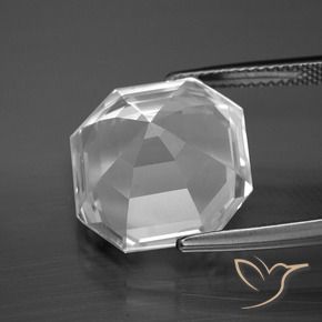 Quarzo Bianco trasparente naturale da 13.29 ct, Ottagonale / Taglio smeraldo, VVS-VS