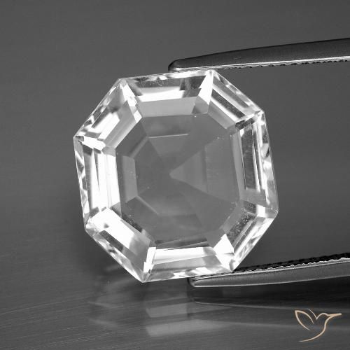 11.90ct Naturale Bianco trasparente Quarzo, Taglio smeraldo, VVS